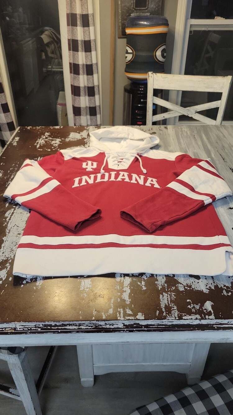 Champion Indiana Hoosiers Lace-Up Hoodie Sweatshirt Size Large